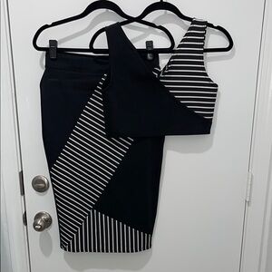 Black and white 2 piece set striped design